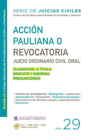 ACCION PAULIANA O REVOCATORIA NUM 29