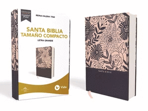 RVR60 SANTA BIBLIA, LETRA GRANDE, TAMAÑO COMPACTO, TAPA DURA/TELA, AZUL FLORAL, EDICION LETRA ROJA