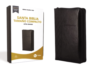 RVR60 SANTA BIBLIA, LETRA GRANDE, TAMAÑO COMPACTO, LEATHERSOFT, NEGRO, EDICION LETRA ROJA CON CIERRE