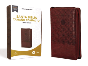 RVR60 SANTA BIBLIA, LETRA GRANDE, TAMAÑO COMPACTO, LEATHERSOFT, CAFE EDICION LETRA ROJA CON CIERRE